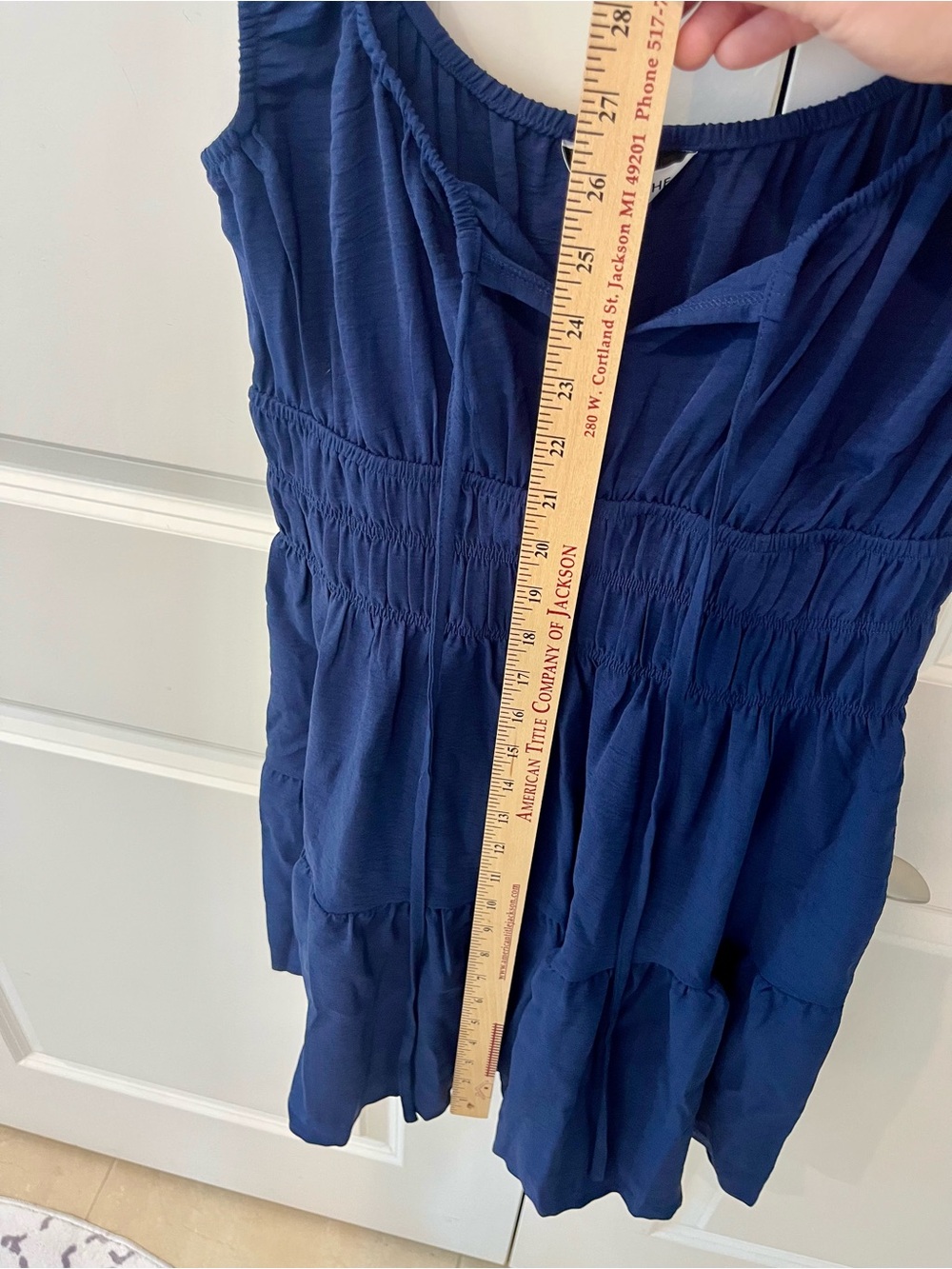 Cupshe women’s small NWT casual navy blue sleeveless dress with tie neckline - Picture 9 of 9